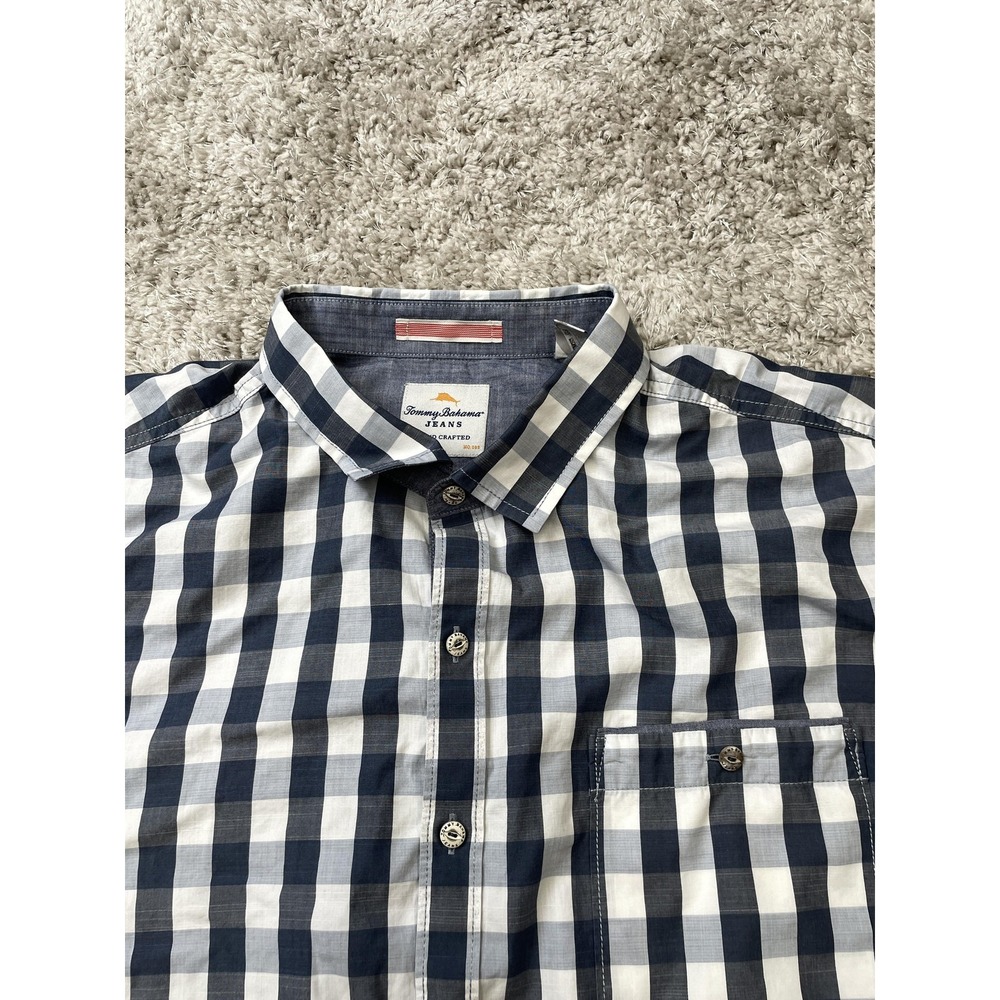 Tommy Bahama Shirt Mens 2XB Big & Tall Blue White Gingham Check Button Down - Picture 5 of 11